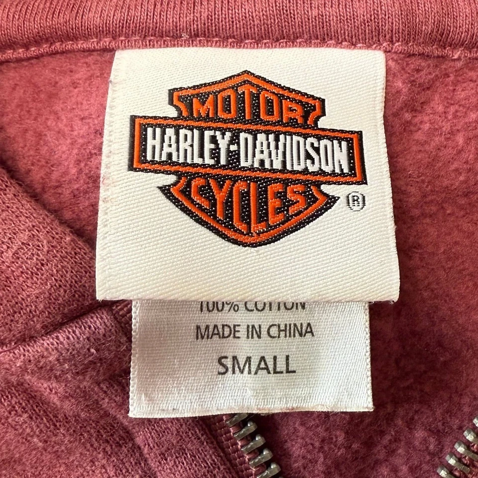Harley Davidson Sudadera con Capucha Cremallera Sudadera Motociclista Rosa Estrás Talla Pequeña Foto 2 de 4