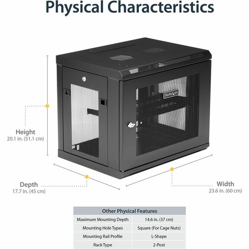 StarTech.com 2-Post 9U Wall Mount Network Cabinet, 19" Wall-Mounted Server Rack - 第 5/6 張圖片