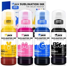 Upgrade 4x100ml Printers Jack Sublimation Ink Refill for ET/L Series, Free ICC