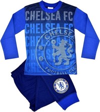 Chelsea FC Officially Licensed Boys Long Pyjamas PJs Sleepwear - Ages 4-12yrs