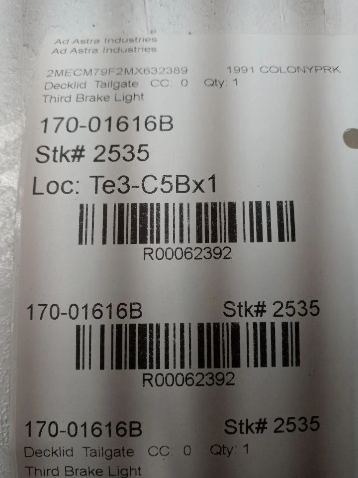 1986-1991 Mercury Colony Park Ford Country Squire универсал 3-й третий стоп-сигнал оригинальный - Изображение 4 из 4