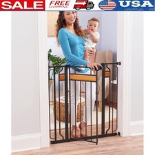 Extra Tall Baby Safety Gate Walk Thru Pressure Mounted W/ Extension Kits New