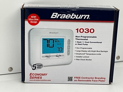 NEW Braeburn 1030 1H/1C Non-Programmable Thermostat with Large Display