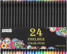 Dyvicl Fineliner Pens, 24 Colors 0.4mm 1 Count (Pack of 24), Multicolor 