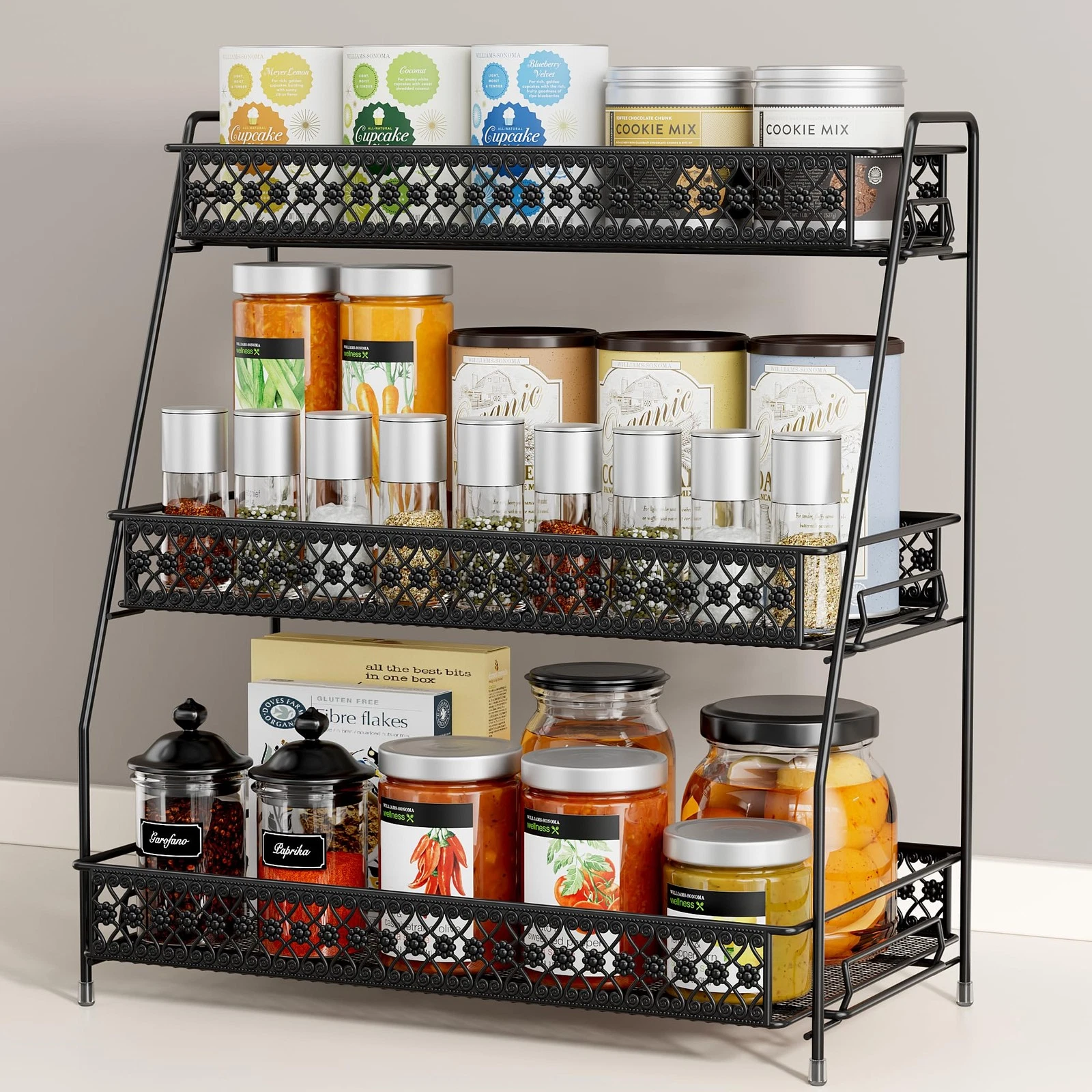 Vintage 3 Tier Spice Rack Organizer for Kitchen Counter, Bathroom Counter Org...
