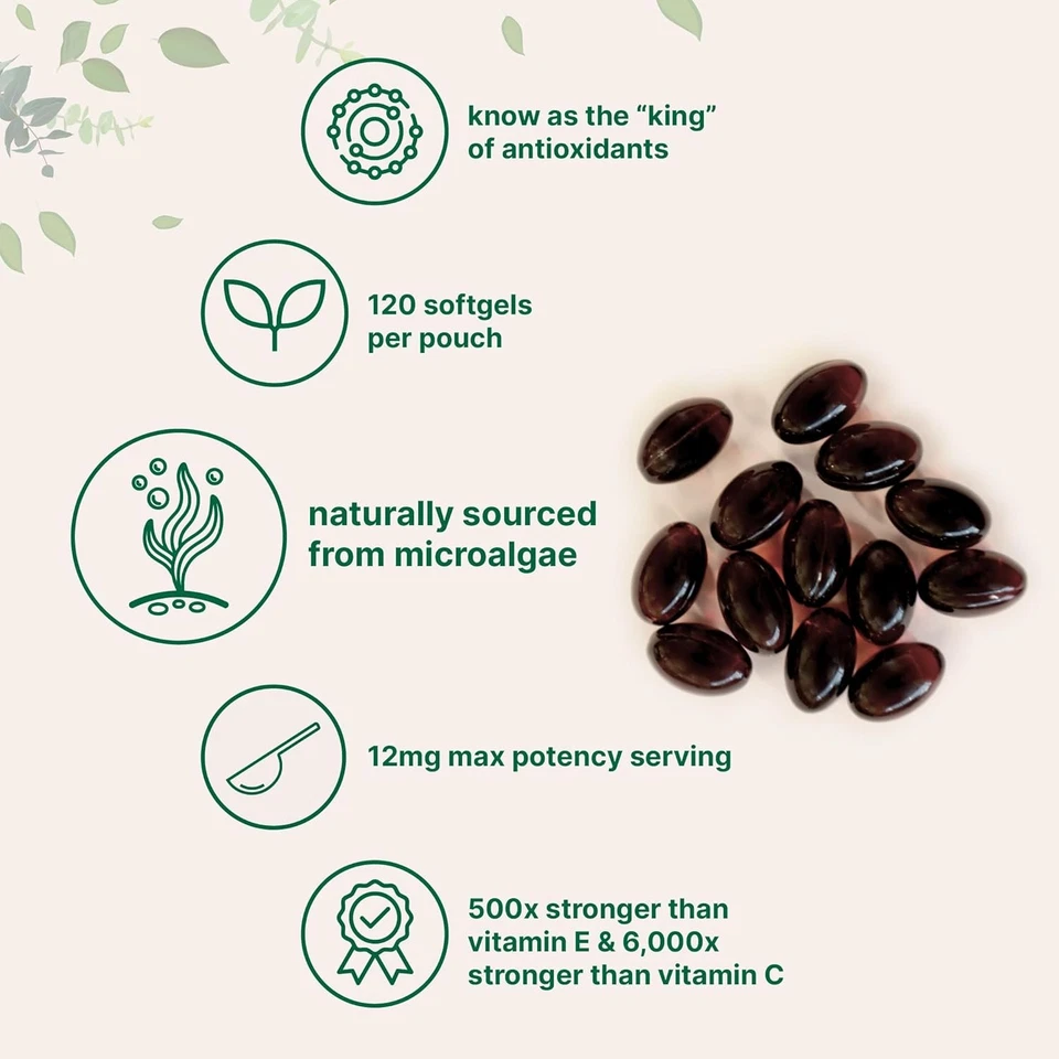 Astaxanthin 120 Softgels 12mg - Supports Eye Health and Joint Health - Image 4 of 4