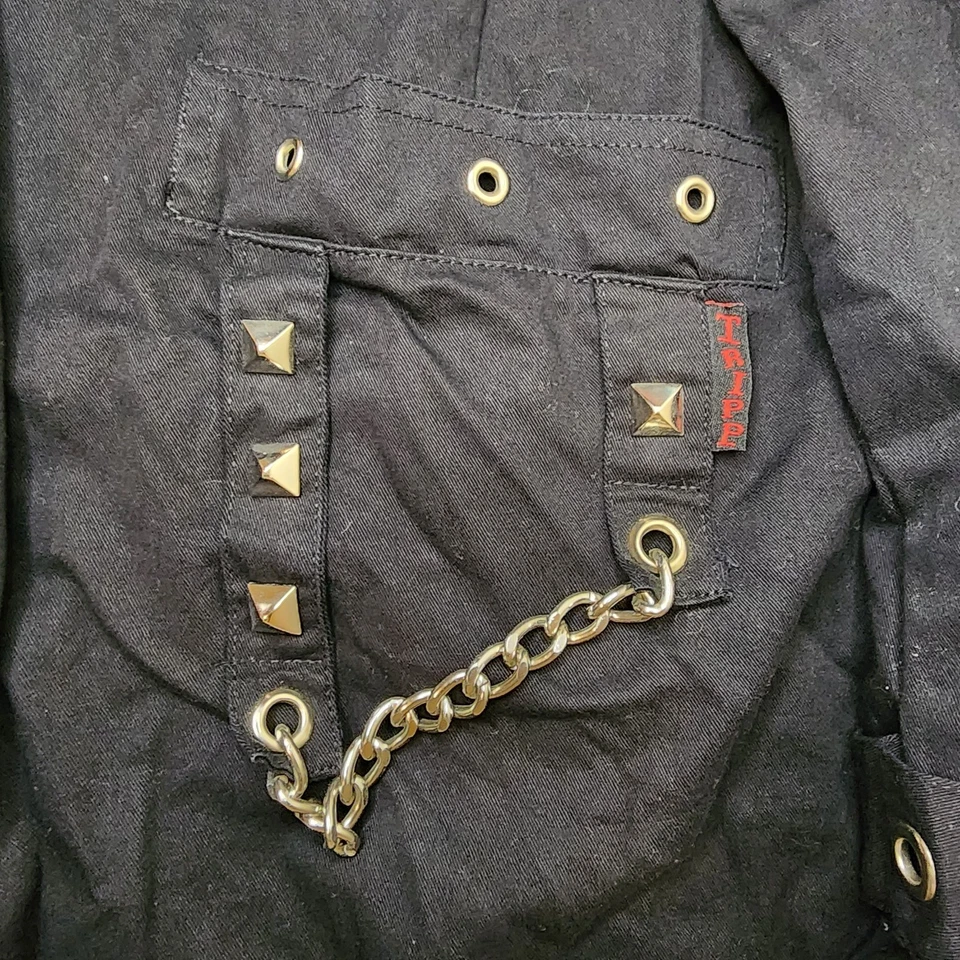 Vintage Tripp NYC Jacket Black Denim Y2K Baggy Punk Chains Goth Mens 2XL - Image 4 of 4