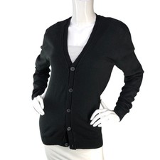 River Island Womens Size S Cardigan Grandpa Sweater Tight Knit Long Sleeve Black