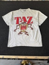 Vintage 1992 Looney Tunes Taz Tasmanian Devil T-Shirt Grey XL