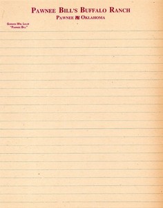 Vtg Pawnee Bill's Buffalo Ranch Letterhead - Pawnee OK - Museum Quality Crisp