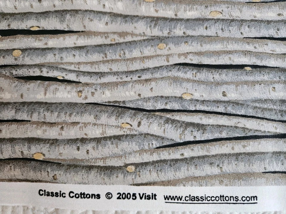 Tela de abedul ALGODONES CLÁSICOS 45" X 76" gris negro 2 yardas Foto 2 de 4