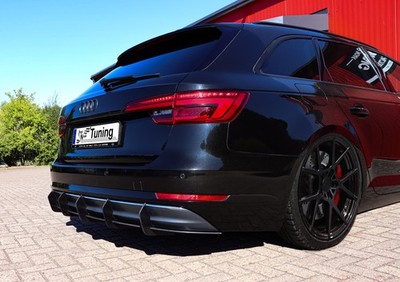 Gefräster Heckansatz Heckdiffusor aus ABS für Audi A4 B9 VFL Endrohr links