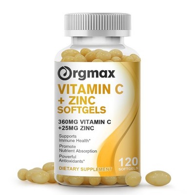 Vitamin C  + Zinc 120 Softgels Complex Supplement Immune Antioxidant Support