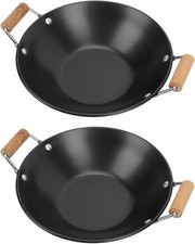 Amosfun 2st Auslaufsicherer Topf aus Edelstahl mit schwarzem Holzgriff