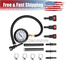 Fuel Injection Pressure Tester Injector Pump Gauge Kit With 3 Connectors 100 Psi