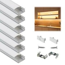 6Pack 3.3FT/1M LED Channel Aluminum U Shape Silver LED Strip Diffuser Channel...