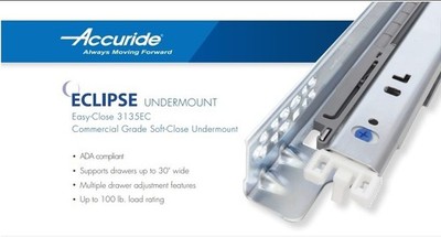 ACCURIDE #C3135ECD-14''  UNDERCARRIAGE DRAWER SLIDES, FULL-EXTENSION, ZINC-PLATED