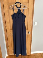 BCBGMAXAZRIA Navy Solid Halter Sleeveless gown Size 8