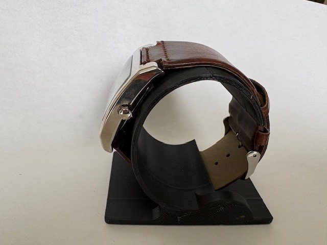 Aldo Rectangular Quartz Watch Silver Tone Brown L… - image 4