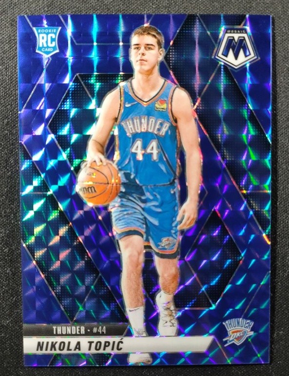 Nikola Topic 2024-25 Panini Mosaic Blue Mosaic Prizm 090/199 RC #242