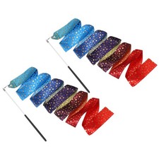 2 Pcs Dance Ribbons 78.7" Sparkly Gymnastics Ribbon Streamer Black Wand Gradient
