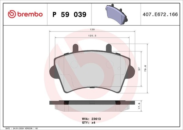 Brembo Bremsbelagsatz, Scheibenbremse P 59 039 FüR Renault Opel Nissan-image