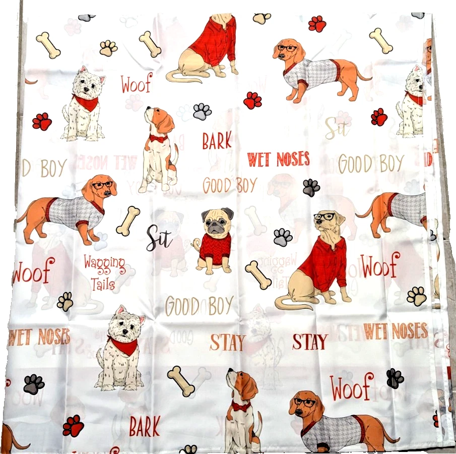 Cortina de ducha de tela para perros de poliéster de 72 pulgadas cuadradas Good Boy Bark Woof Baño Regalo NUEVO Foto 3 de 4