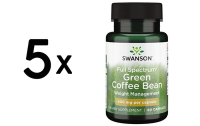 5 x Swanson Full Spectrum Green Coffee Bean, 400mg - 60 caps (156,63 EUR/kg)