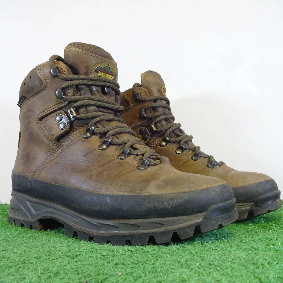 Meindl Stiefel Gr. 5 Damen Braun Leder Mid Top Gore-Tex Schnürschuhe Wanderschuhe