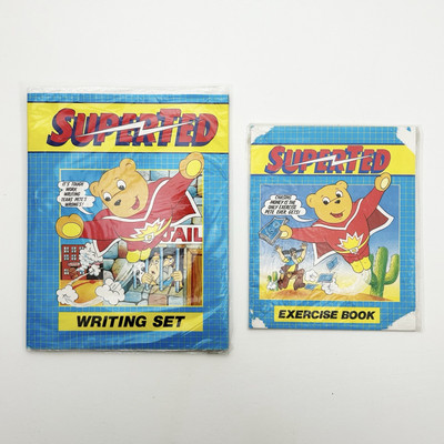 Vintage SUPER TED Schreibset & Übungsheft 1983 Petalcraft - UNBENUTZT