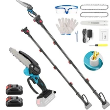 2-in-1 Electric Pole Saws Mini Chainsaw Cordless 6" Chain Saw w/ Extension Pole
