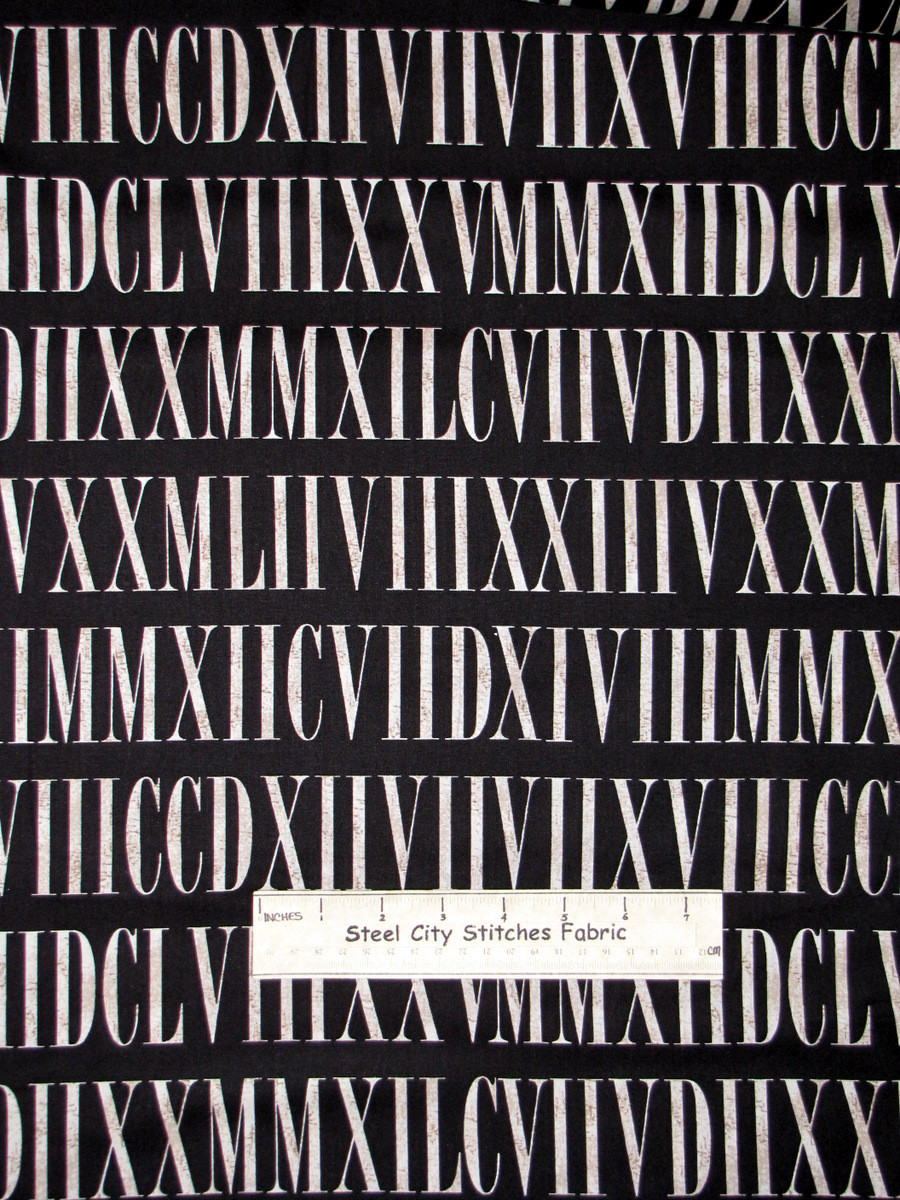 Roman Numeral Fabric Beige Number Letters Timeless Treasures Cotton By The Yard