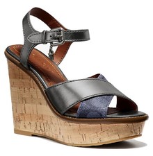 Coach Cross Band High Wedge Sandals Size 9.5