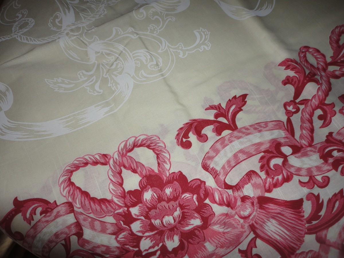 KEMP \u0026 BEATLEY FOLIO ROSE RED ECRU MILANO ROPES RIBBONS SEATS 6-8 60 X 84 |  eBay, image size:1200x900