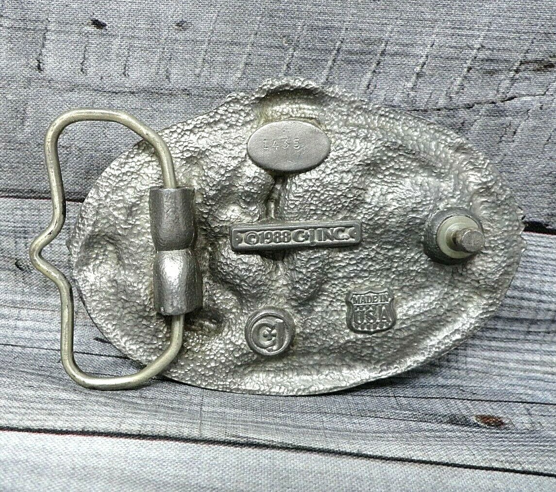 Police Belt Buckle Americas Finest Serve Protect Badge Vtg 80s CJ Inc      .B138