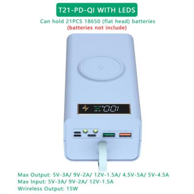 DIY Detachable for 6/12/14/16/21x18650 Battery Case Power Bank Shell Charger Box