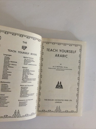 Teach Yourself Arabic. A. S. Tritton. EUP. 1943. 1st printing. - Picture 5 of 13
