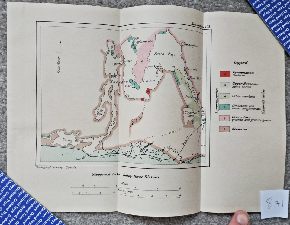 1913 Antique Geological Map of Steeprock Lake, Ontario - Canada - Image 1 of 1