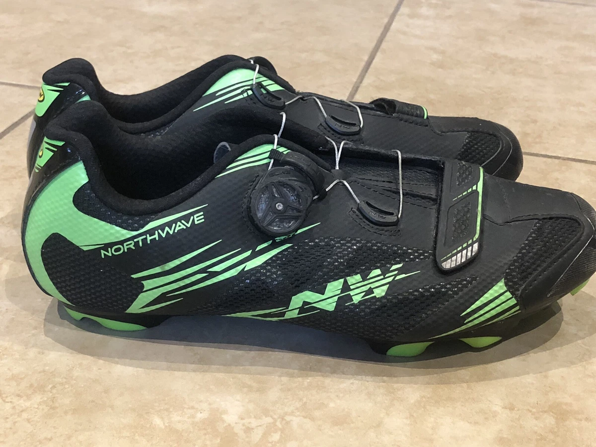 Northwave Scorpio 2 Plus Cycling Shoes Mens Size 11 Black Neon Green
