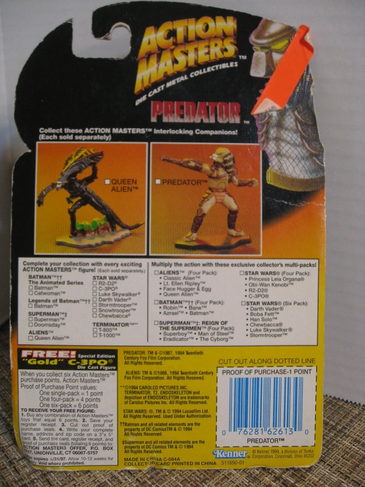 Action Masters Die Cast Metal Collectible Predator Figure 1994 - Image 4 of 4