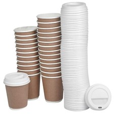 8oz Double Wall Disposable Takeaway Hot Coffee Drinks Cups with Sip Through Lids