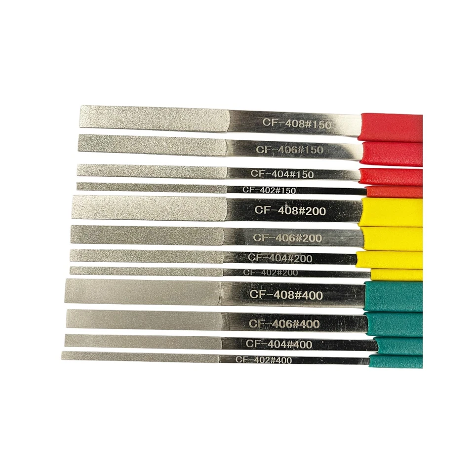 12PC DIAMOND FILE FLAT ROUND HAND TOOLS 140 200 400 GRIT FILES RDGTOOLS - Image 2 of 4