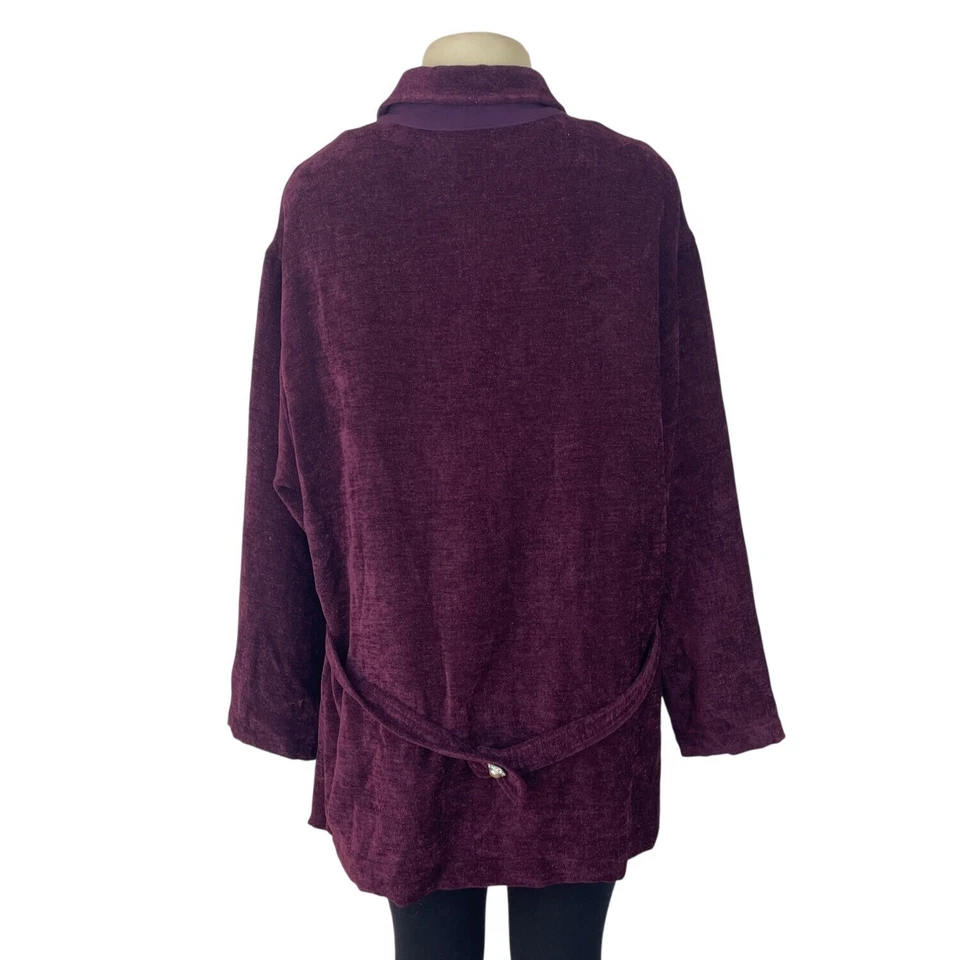 Винтажная бордовая шенильная куртка Jessica Howard на пуговицах с передними карманами - Изображение 3 из 4