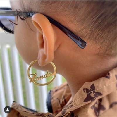 Earring for Kids Custom 30mm Hoop Name Earrings Stainless Steel Jewelry  Pair