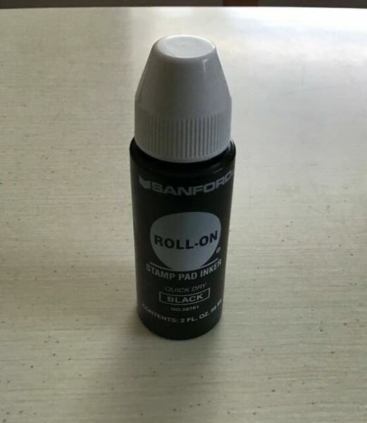 Sanford Stamp Pad Inker Rollon 2oz Quick Dry 58701 Black Ink Once. for