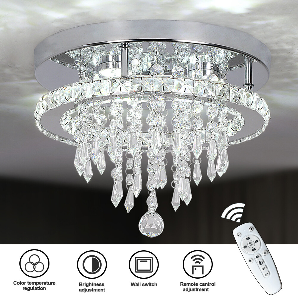 Dimmable Crystal Chandelier LED Ceiling Light Pendant Lamp w
