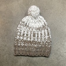 Old Navy Striped Cable Knit Pom Pom Beanie Snow Ski Winter Hat Acrylic Adult