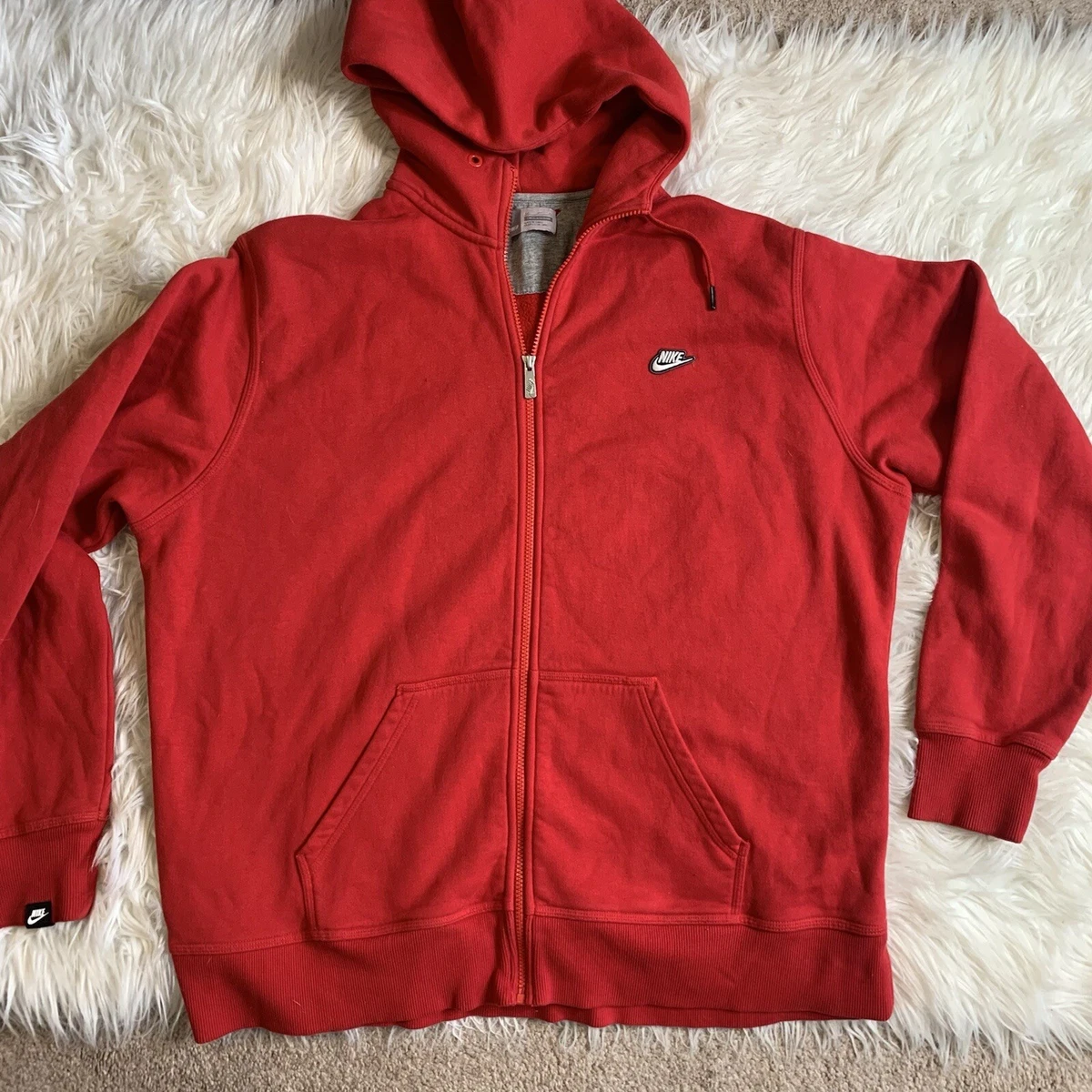 Red nike hoodie with checks all over clearance