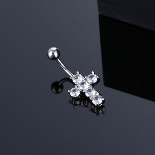 Anneau De Piercing Au Nombril En Forme De Cœur Croisé Cadeau - Picture 4 of 5