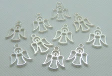 10 CHARMS - Christmas Angel Cut-Out, Christian Jewelry Making Pendant Craft
